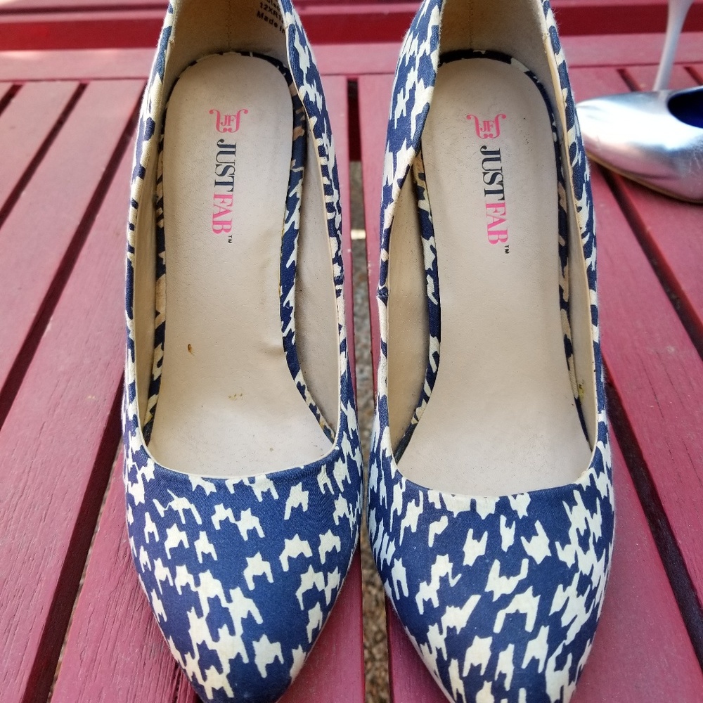 Blue and tan heels